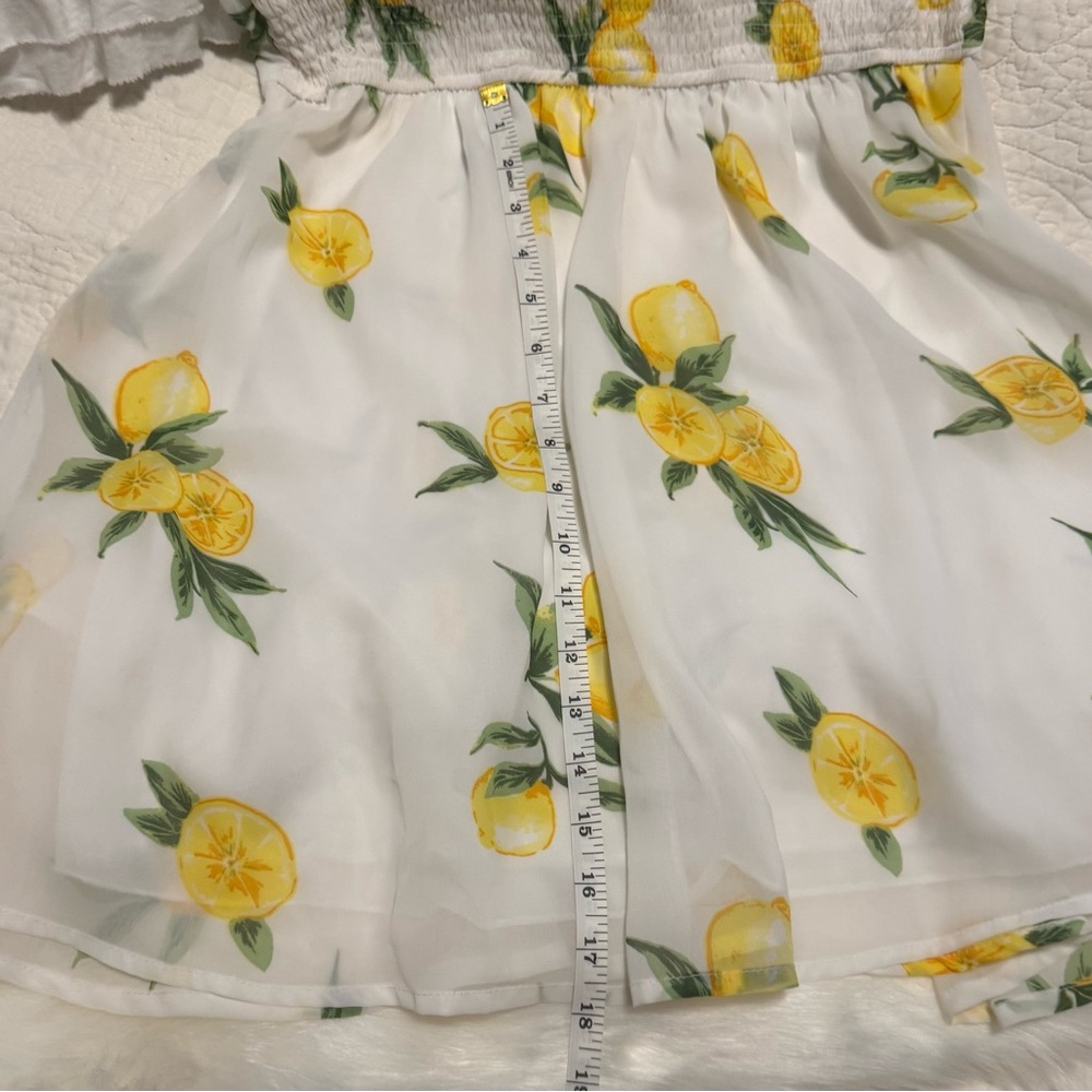 White dress with lemon print Size L. - Picture 8 of 10